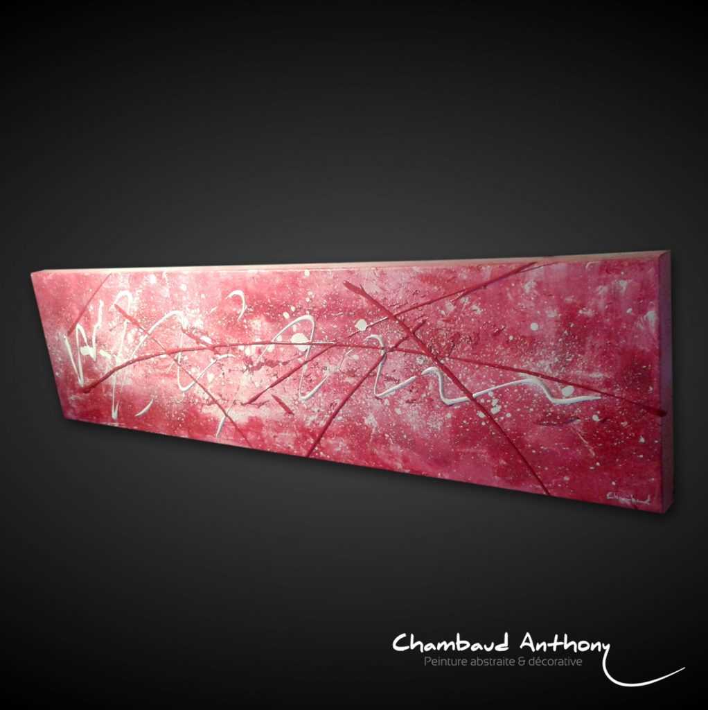 Tableau abstrait rose fushia