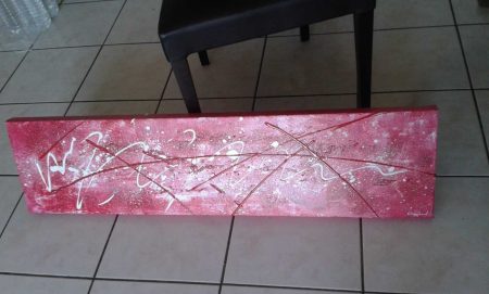 Tableau abstrait rose fushia