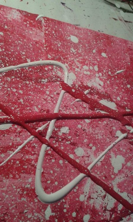 Tableau abstrait rose fushia