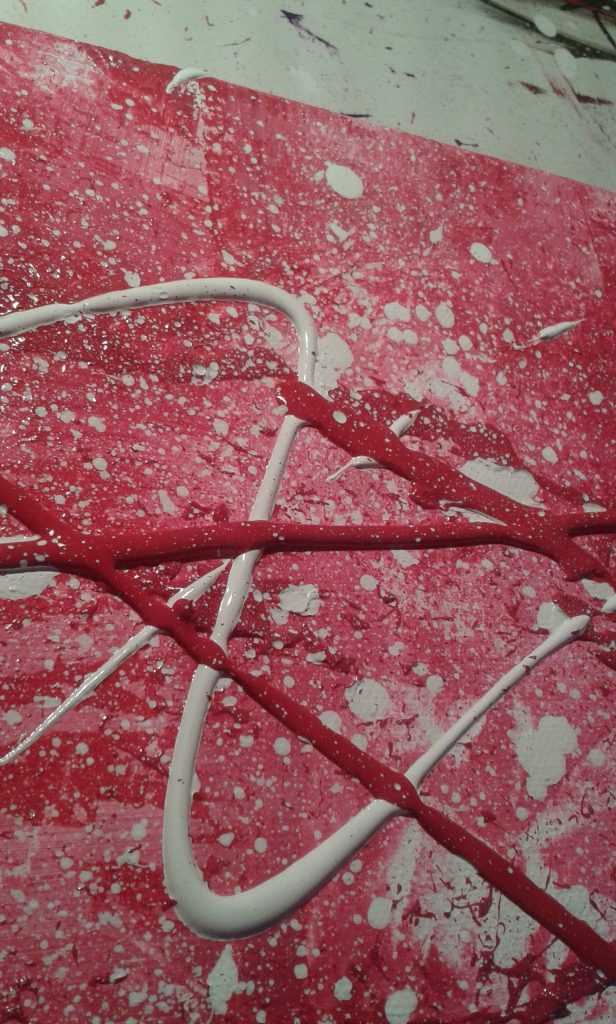 Tableau abstrait rose fushia