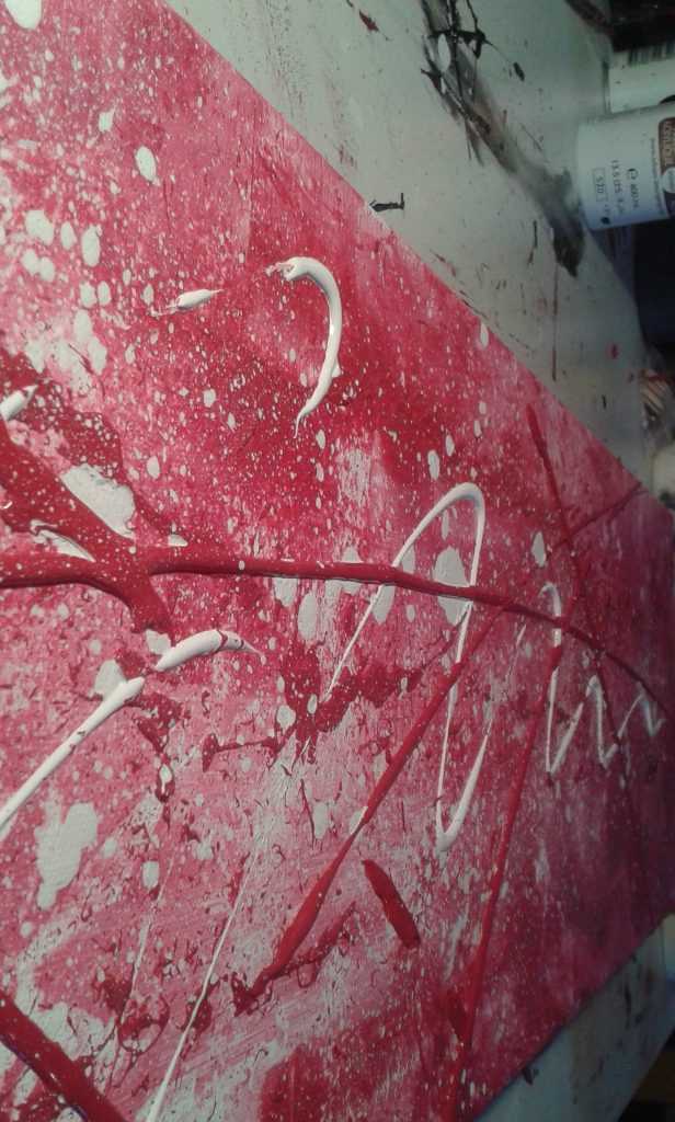 Tableau abstrait rose fushia