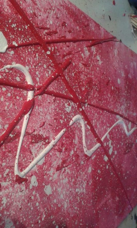 Tableau abstrait rose fushia