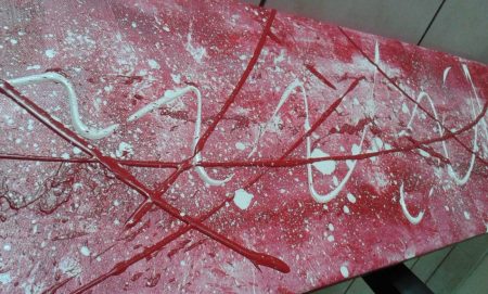 Tableau abstrait rose fushia