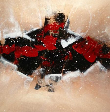 tableau-ville-marron-noir-rouge-creme