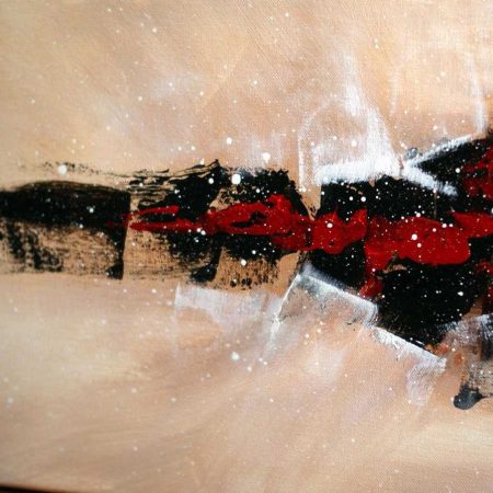 tableau-ville-marron-noir-rouge-creme