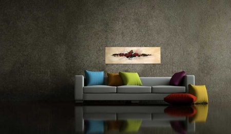 tableau-ville-marron-noir-rouge-creme
