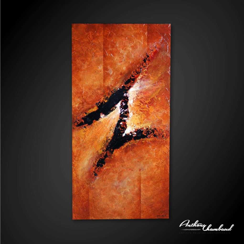 tableau marron sur bois naturel