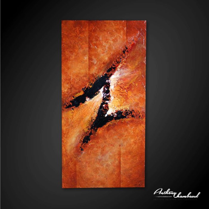 tableau marron sur bois naturel