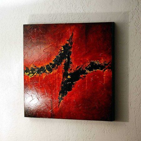 Tableau rouge sur bois