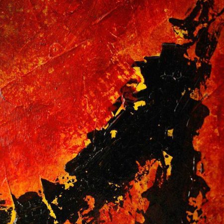 Tableau rouge sur bois