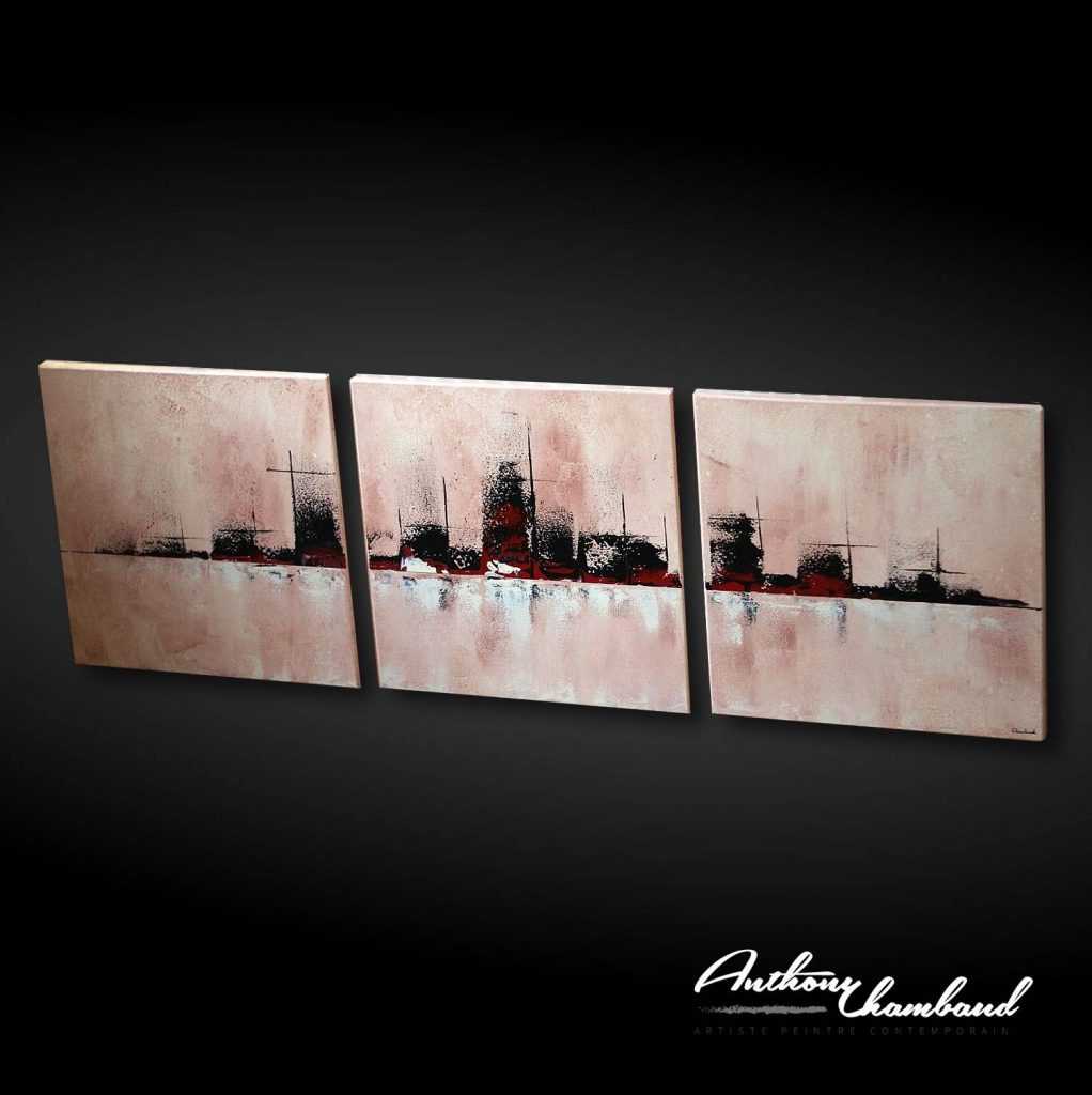 tableau ville couleur creme skyline