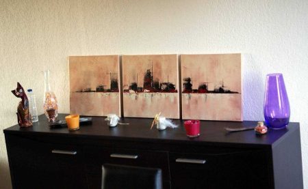 tableau ville couleur creme skyline