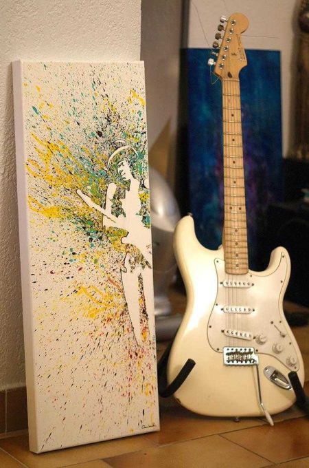 Tableau Jimi Hendrix hauteur en couleur, Peinture Jimi Hendrix
