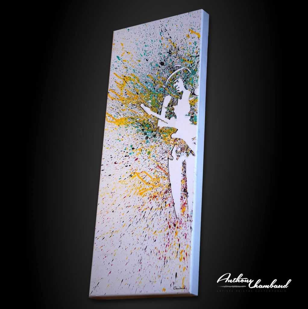 Tableau Jimi Hendrix hauteur en couleur, Peinture Jimi Hendrix
