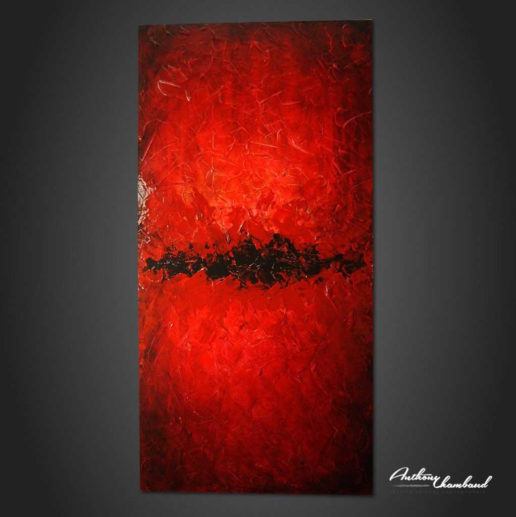 tableau rouge et noir sur bois