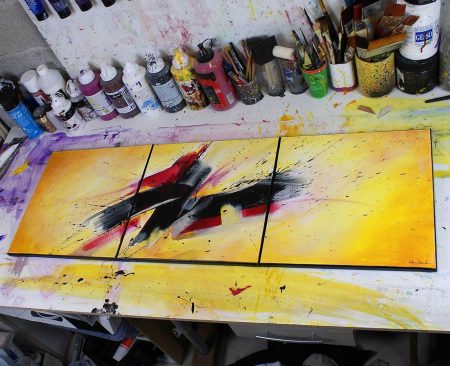 tableau rouge et jaune
