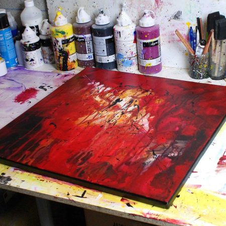 tableau rouge abstrait