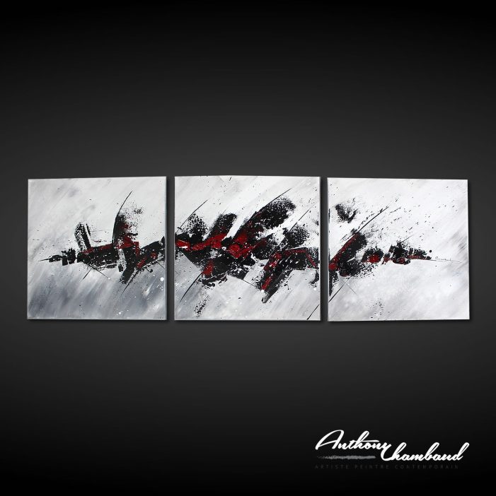 tableau rouge et noir abstrait