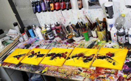 Tableau jaune et rouge