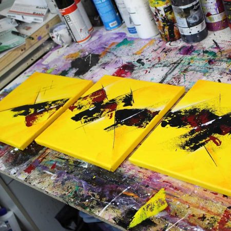 Tableau jaune et rouge