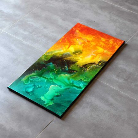 Tableau jaune vert et marron