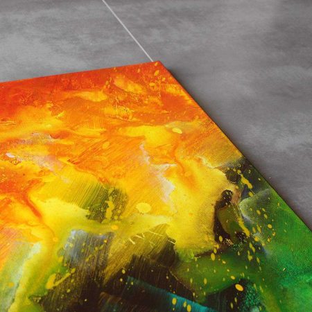 Tableau jaune vert et marron