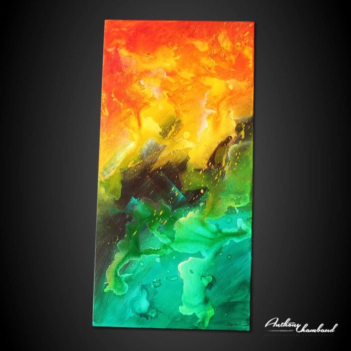 Tableau jaune vert et marron