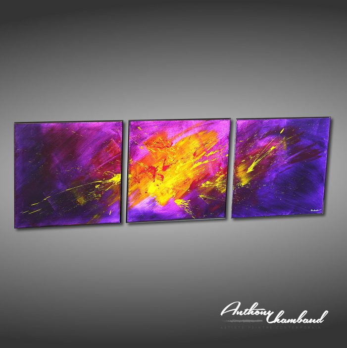 Tableau violet & mauve & jaune