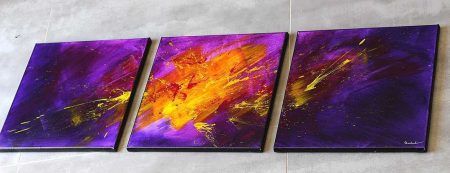Tableau violet & mauve & jaune