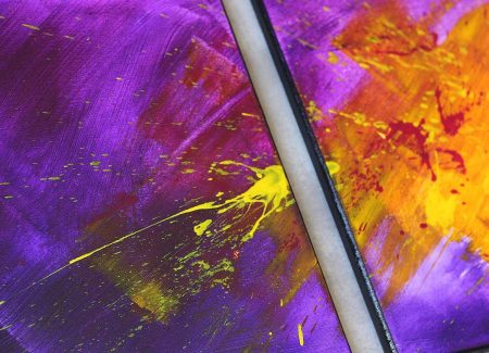 Tableau violet & mauve & jaune