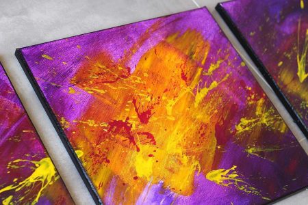 Tableau violet & mauve & jaune