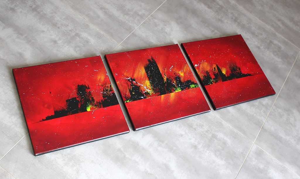 Tableau ville rouge skyline
