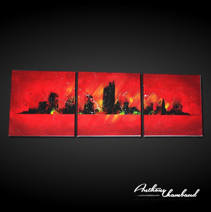 Tableau ville rouge skyline