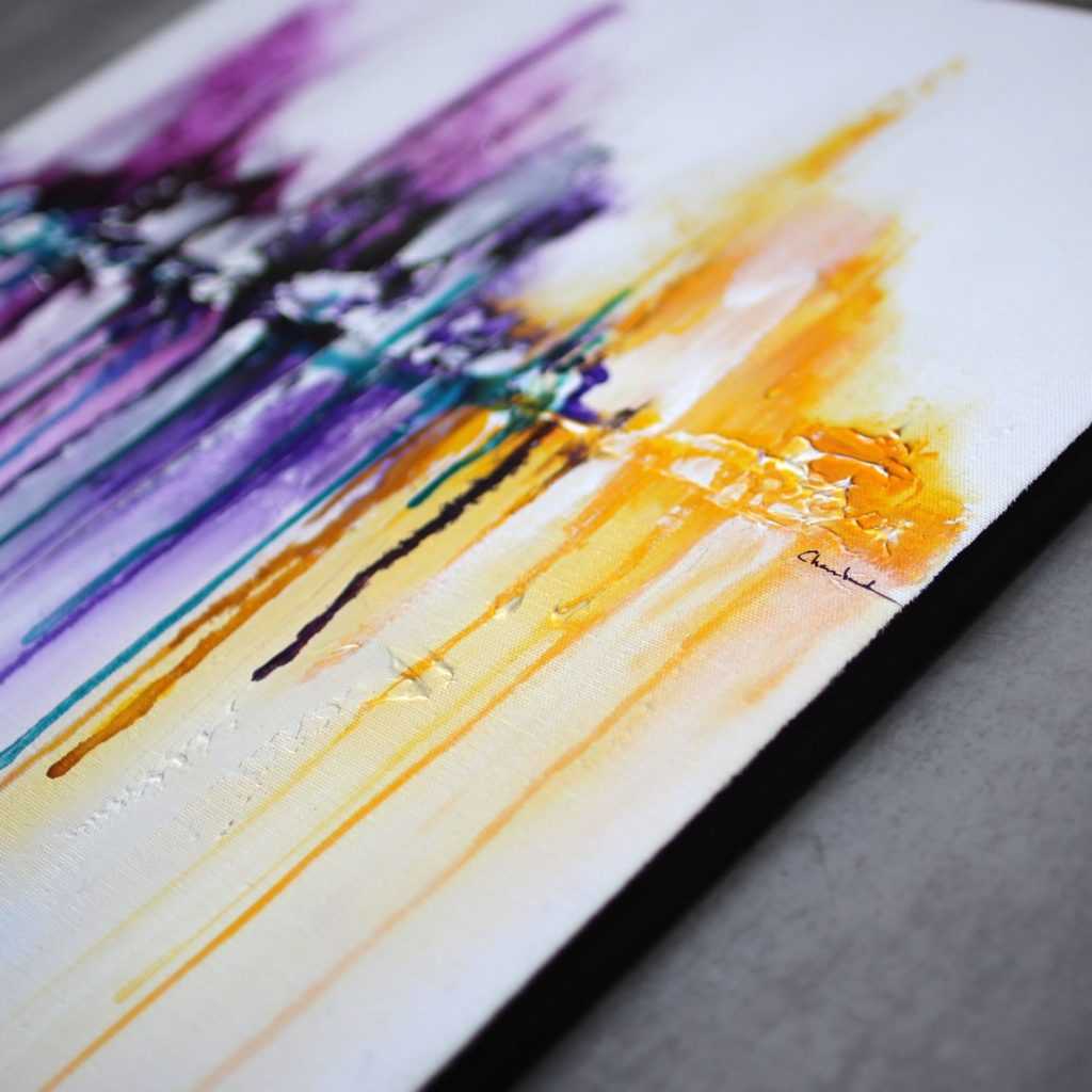 tableau violet jaune et mauve