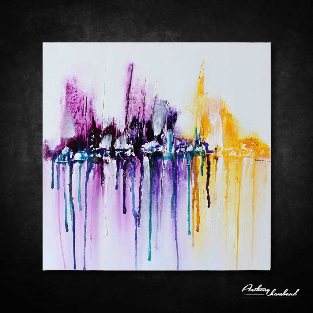 tableau violet jaune et mauve