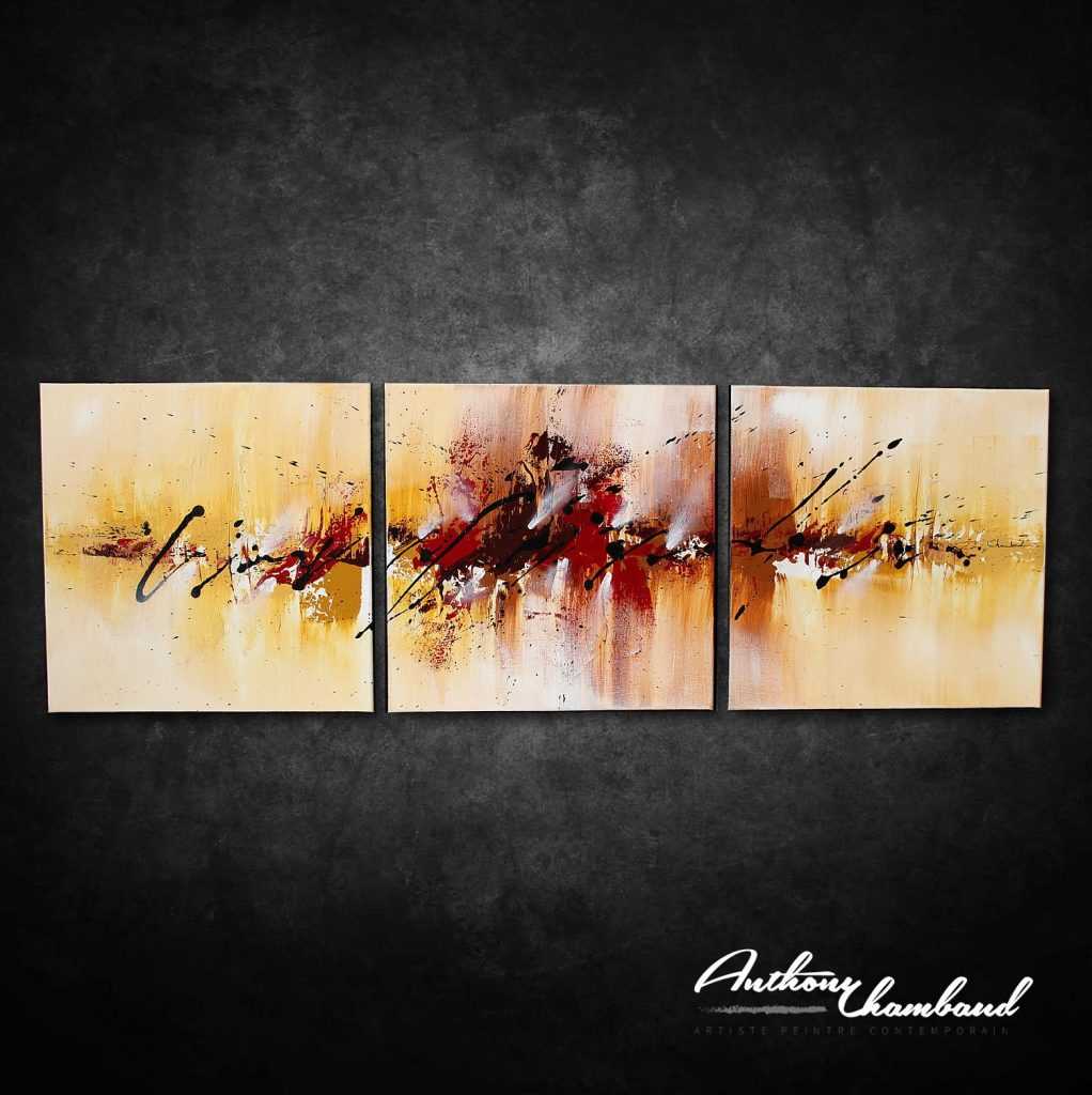 tableau rouge moderne triptyque