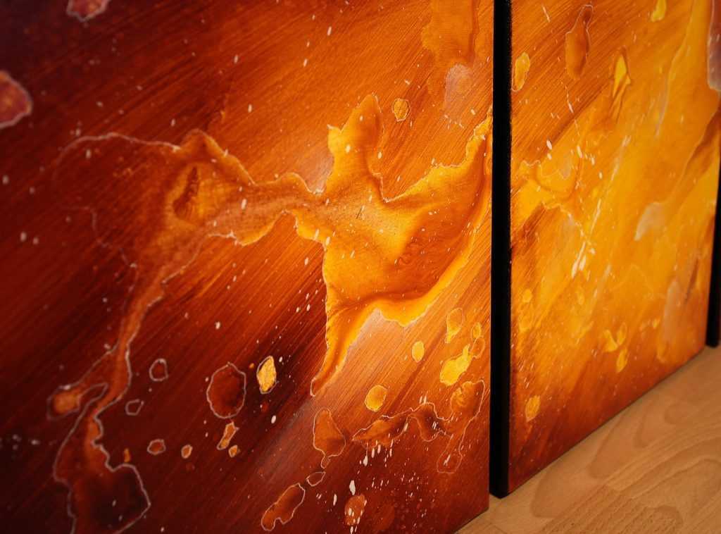tableau marron ocre orange