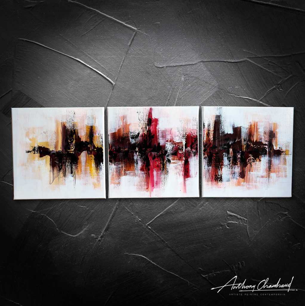 tableau trois parties rouge