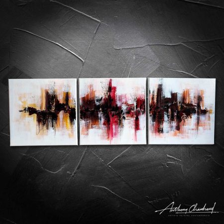 tableau trois parties rouge