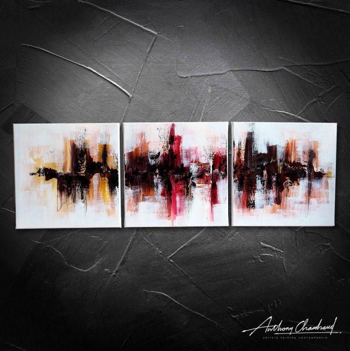 tableau trois parties rouge